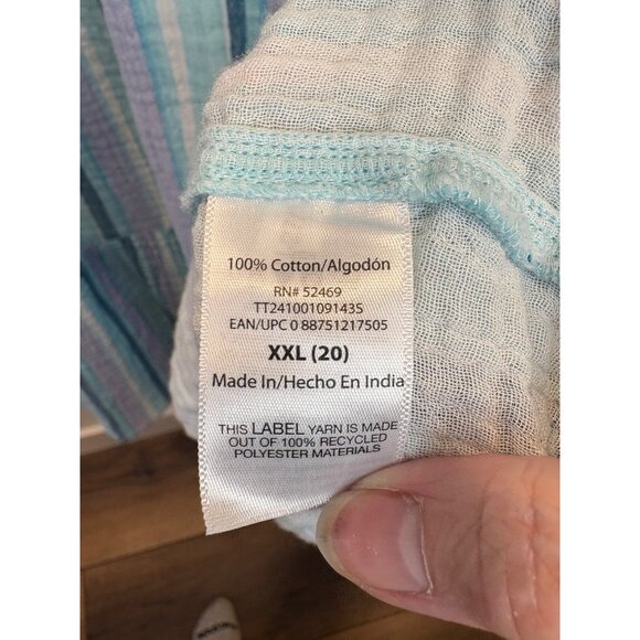 Womens Striped Cotton Ruffle Maxi Dress XXL (20) Time & Tru off Shoulder Blue - Picture 3 of 7